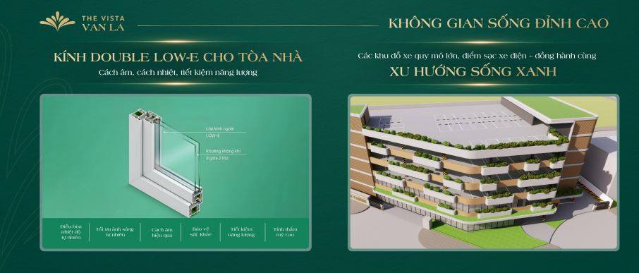 Hồ nước và cây xanh xen kẽ các tòa nhà